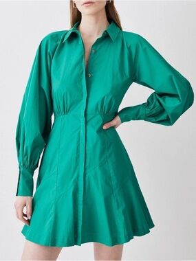 Karen Millen Cotton Panel Detail Mini
Shirt Dress Green size 6